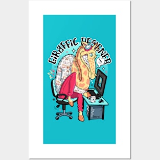 Giraffic designer giraffe and graphic designer pun Posters and Art